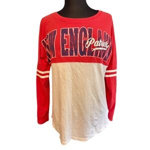 New England Patriots Womens Long Sleeve Shirt Red NFL Football Fan Apparel Sz M